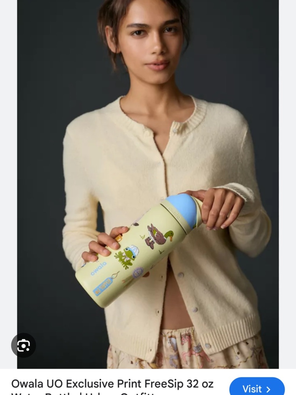 Owala FreeSip 32 oz Water Bottle - Cream with Blue Lid
